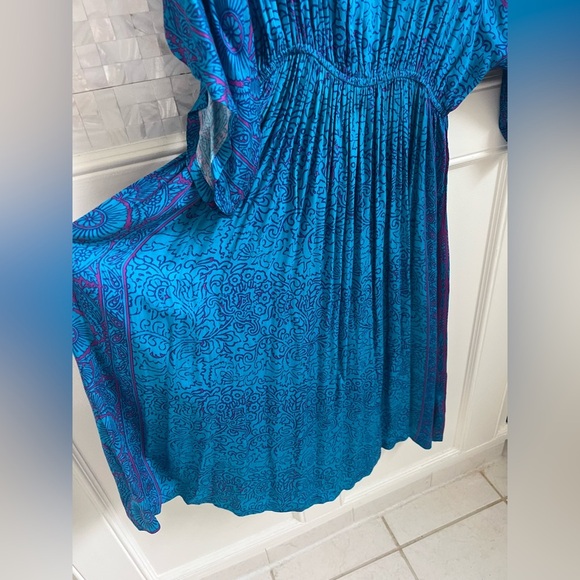 NWT new medium Anthropologie TINY Ann Marie midi dress blue drapey batik - Picture 6 of 15